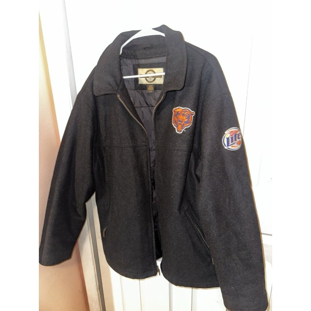 North End Wool Coat Men's XL Chicago Bears And Miller Lite Beer Patches